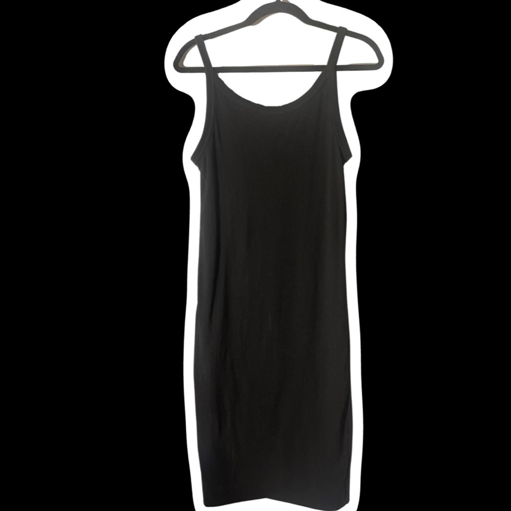 H&M BLACK RIBBED MINI DRESS IN LARGE
